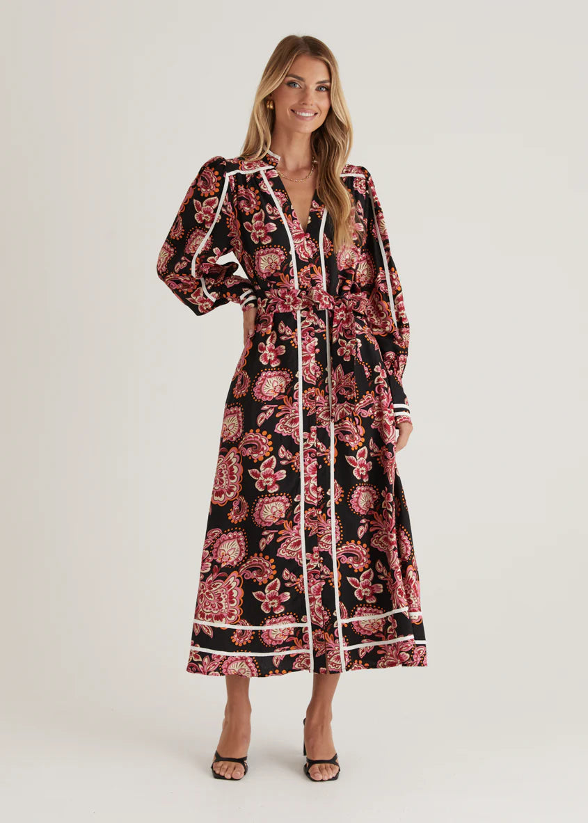 Corrina Maxi Dress - Black Paisley