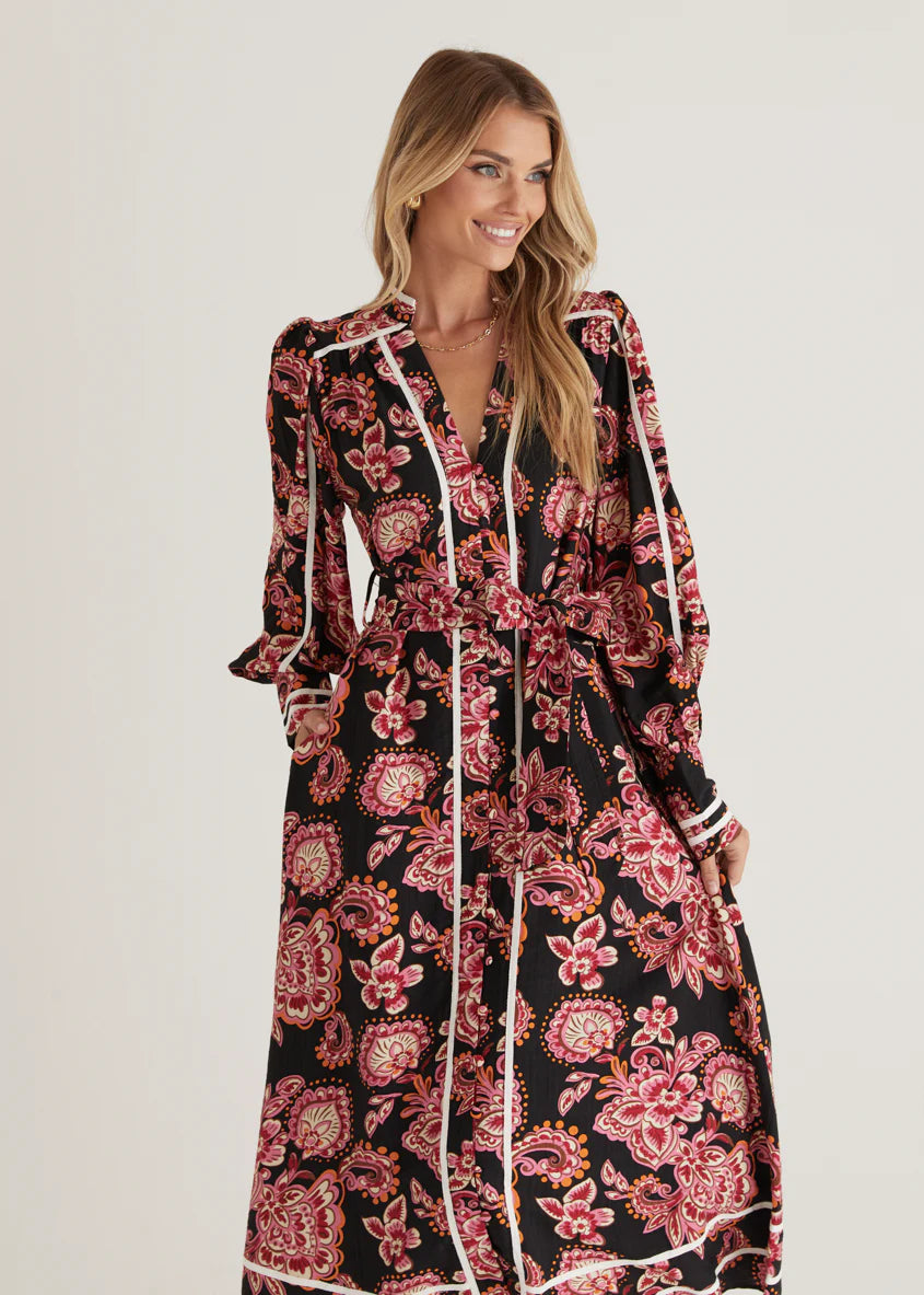 Corrina Maxi Dress - Black Paisley