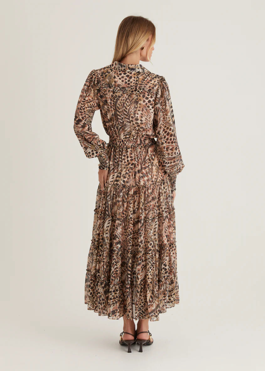 Brigette Maxi Dress - Peach Feather