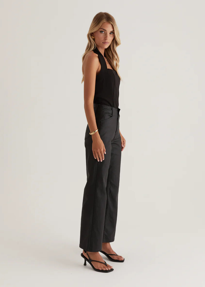 Nika Coated Pants - Black