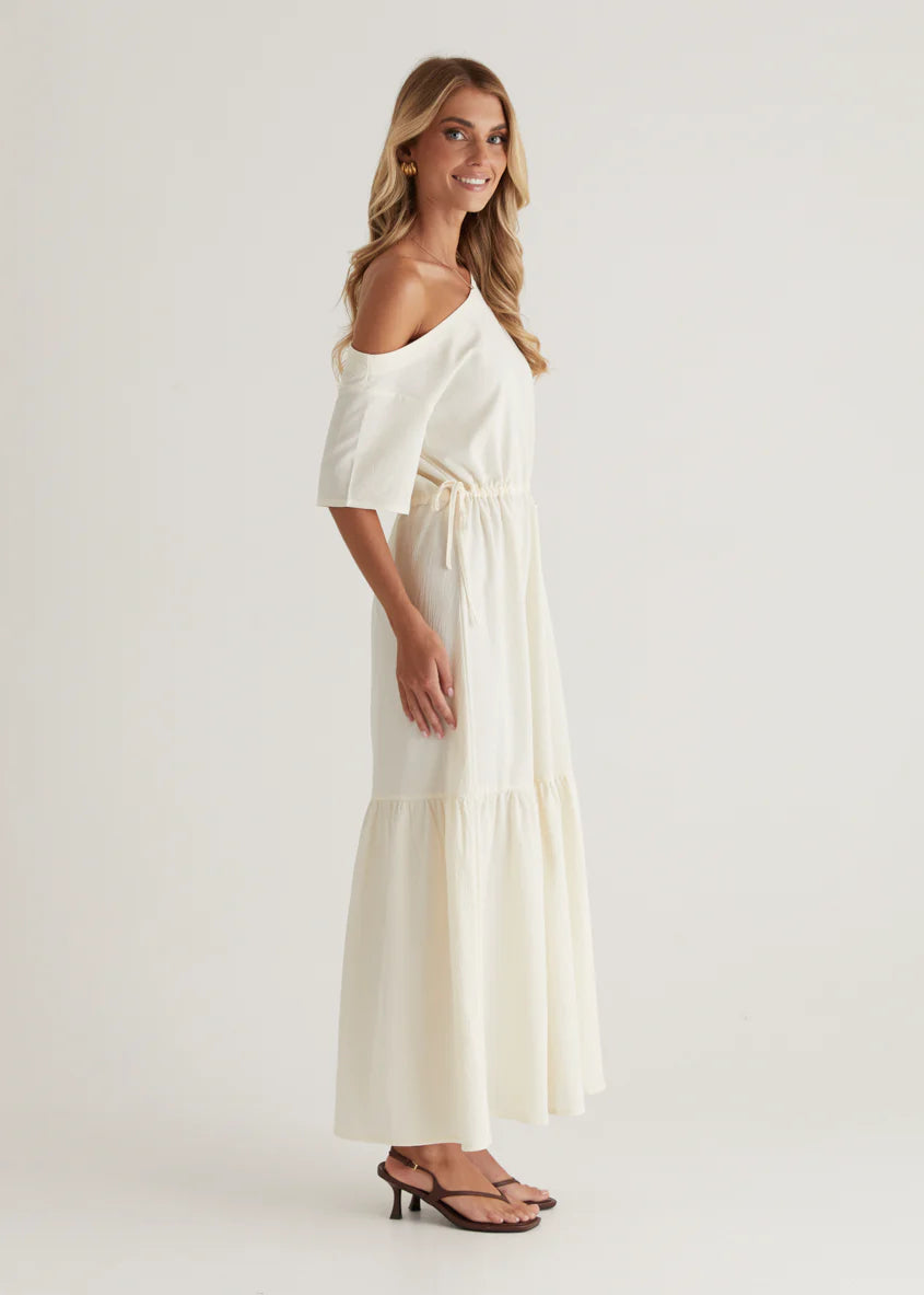 Loren Drop Shoulder Maxi Dress - Cream