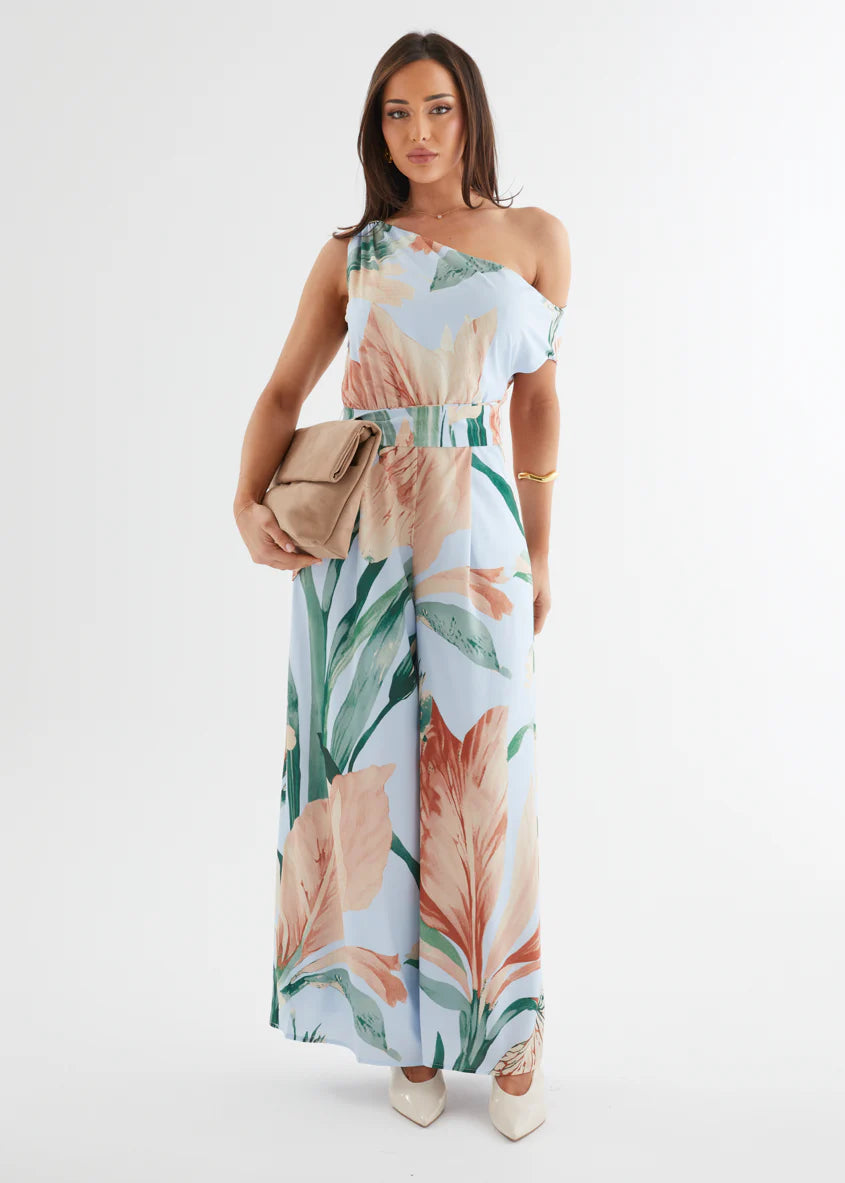 Ara Drop Shoulder Pantsuit - Blue Oasis