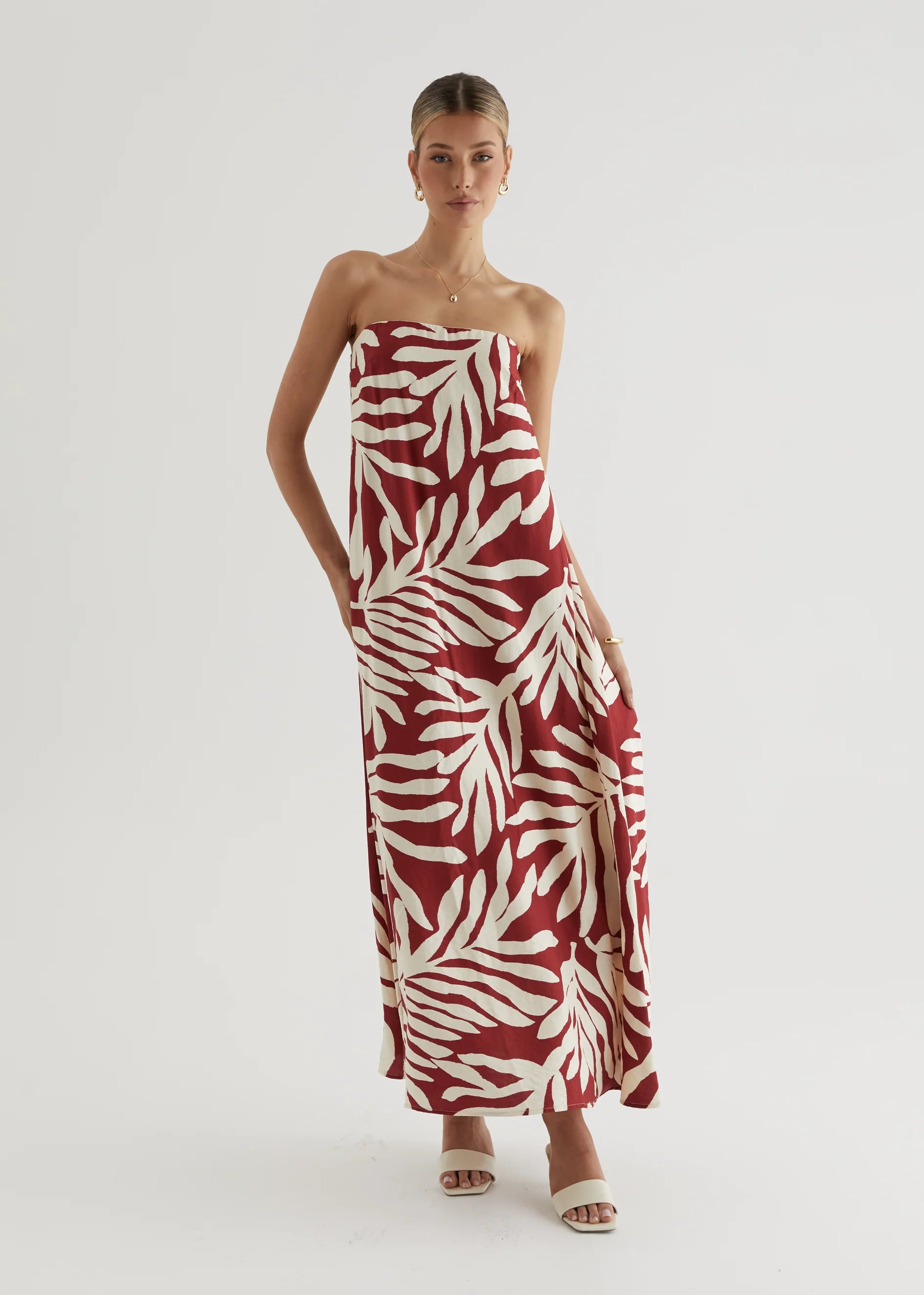 Remora Strapless Maxi Dress - Ruby Leaf