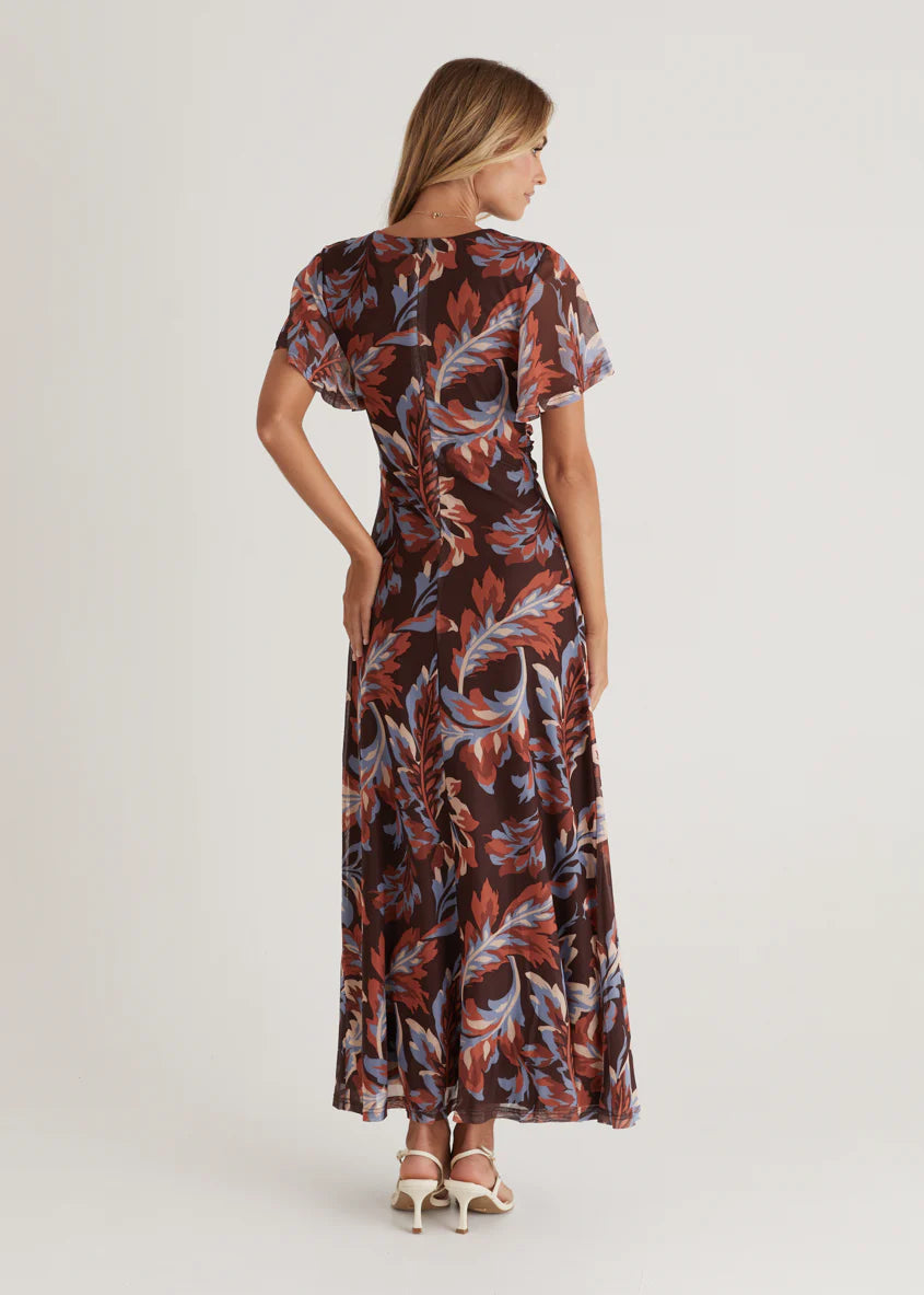 Ricki Mesh Midi Dress - Autumn Leaf