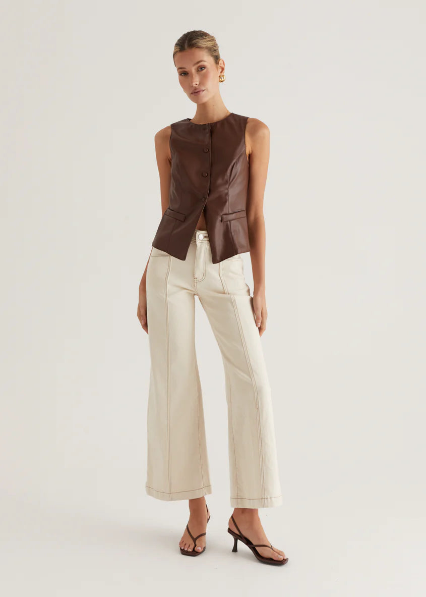 Kensington PU Vest - Brown