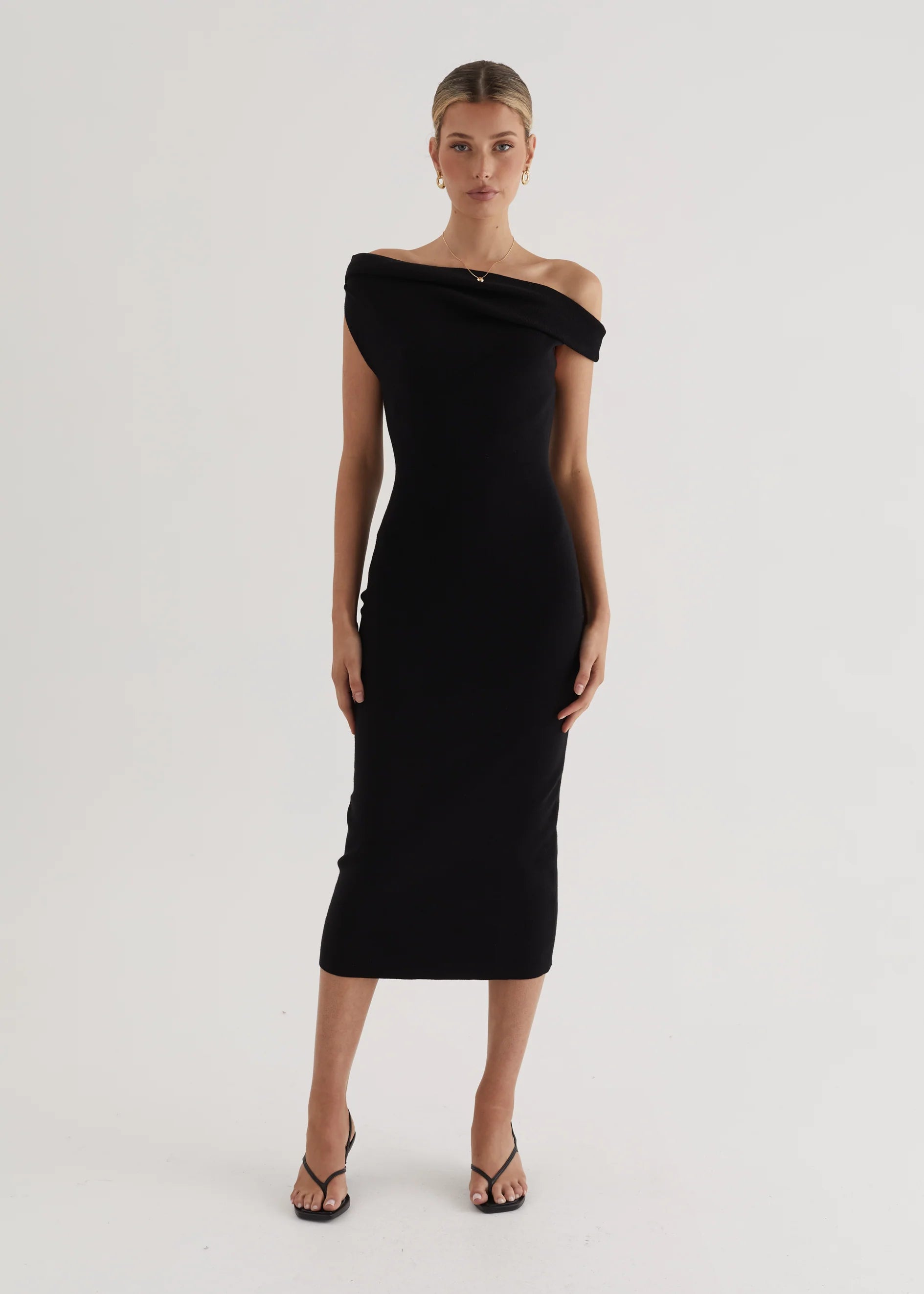 Serenade Knit Midi Dress - Black