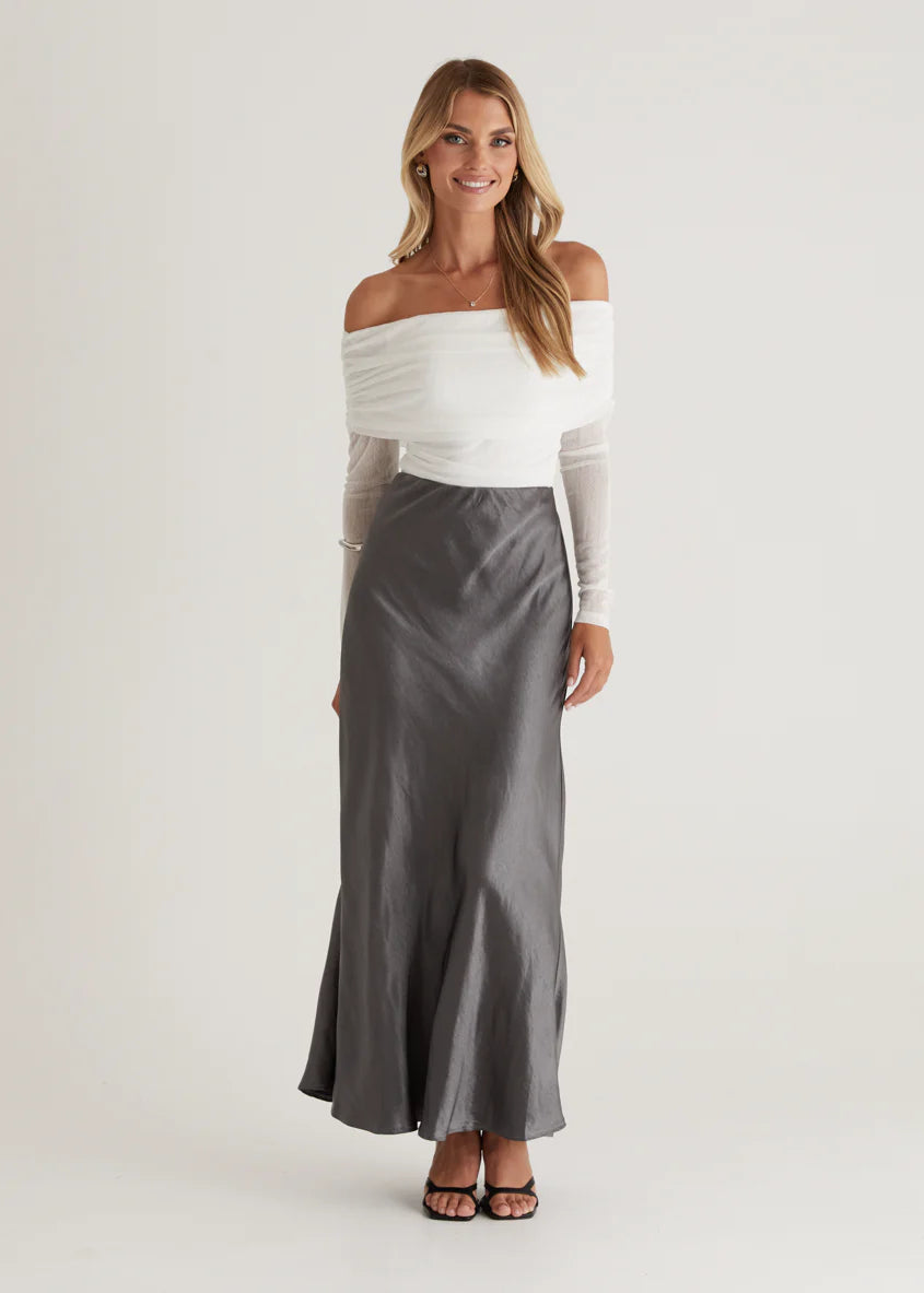 Rosalie Mid Skirt - Charcoal
