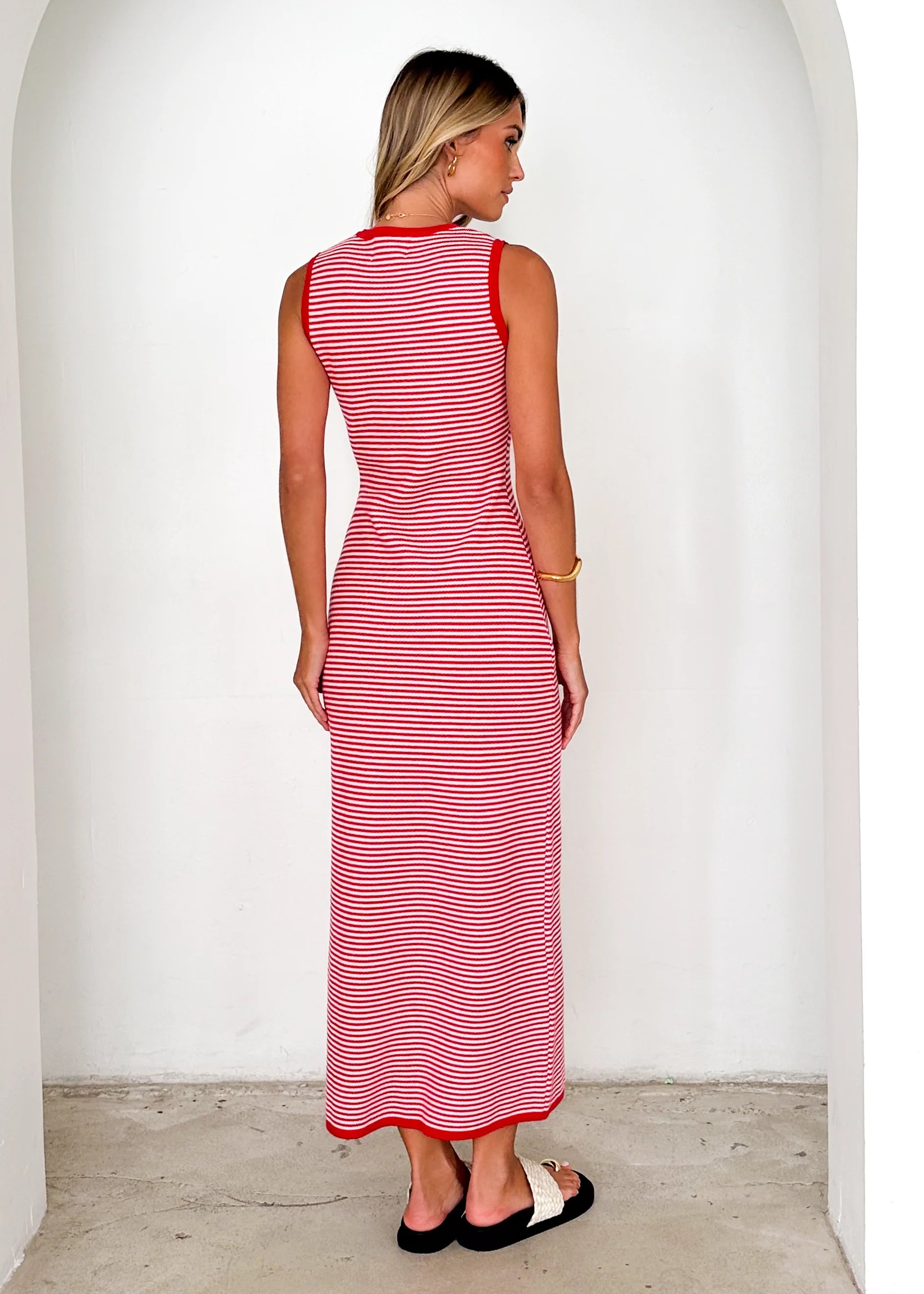 Elerey Knit Maxi Dress - Red Stripe