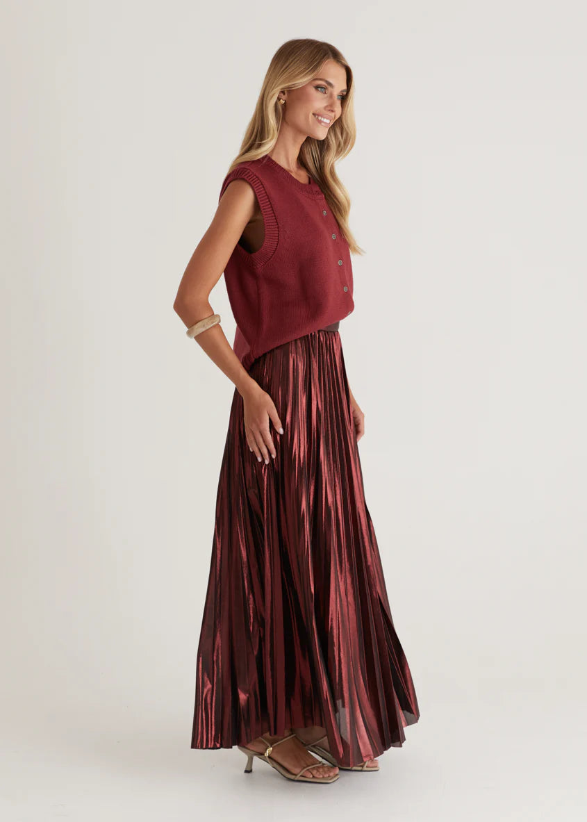 Twilight Midi Skirt - Burgundy