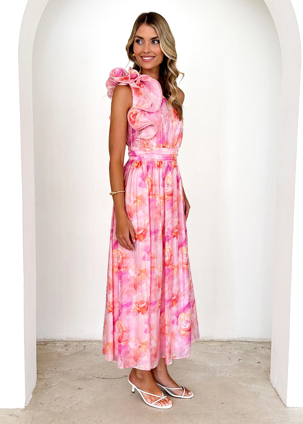 Mantra One Shoulder Maxi Dress - Candy Floral