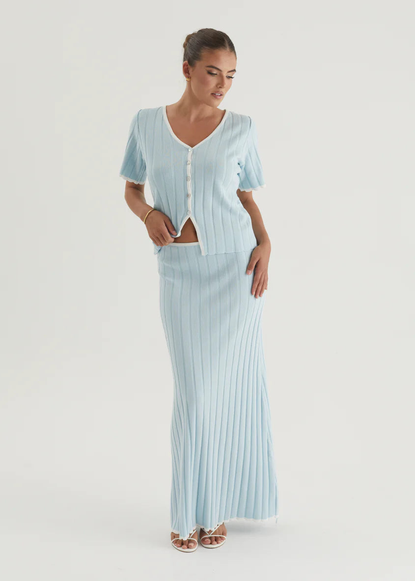 Yulia Knit Top - Sky Blue