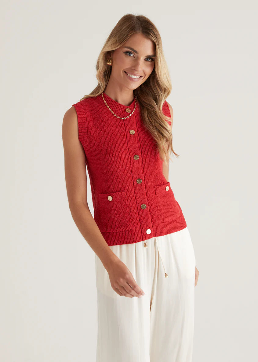 Wrennie Knitted Vest - Red