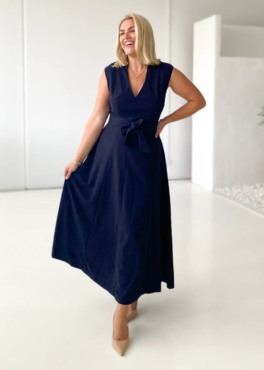 Manhattan Midi Dress - Navy