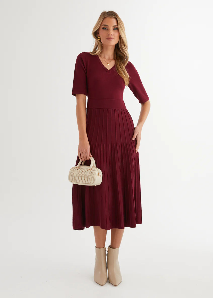 Acler Knit Midi Dress - Burgundy