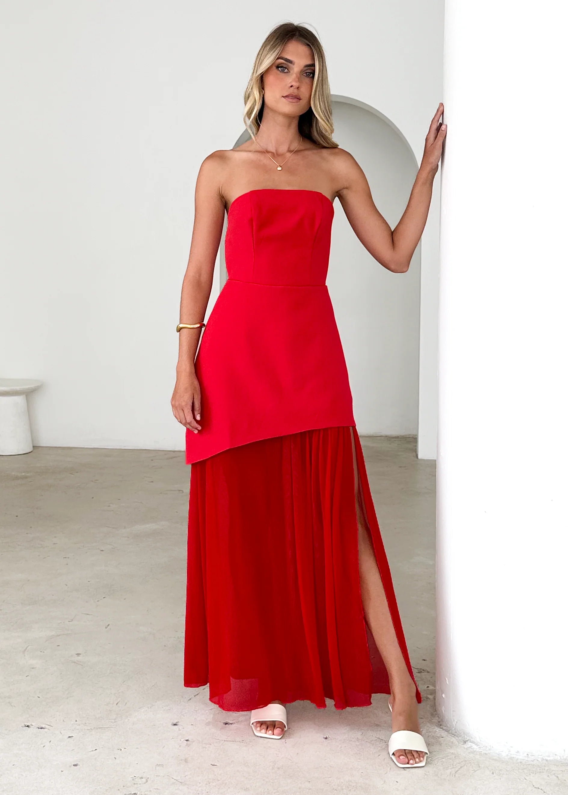 Cabaret Strapless Maxi Dress - Red