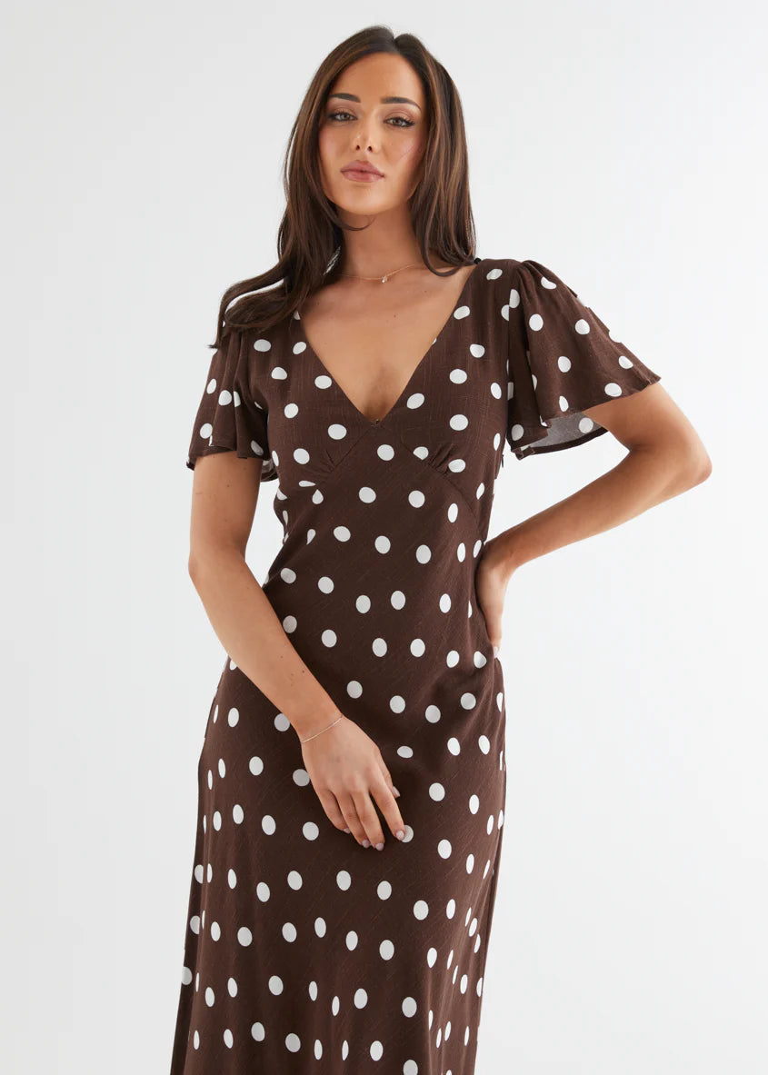 Nadia Maxi Dress - Choc Polka