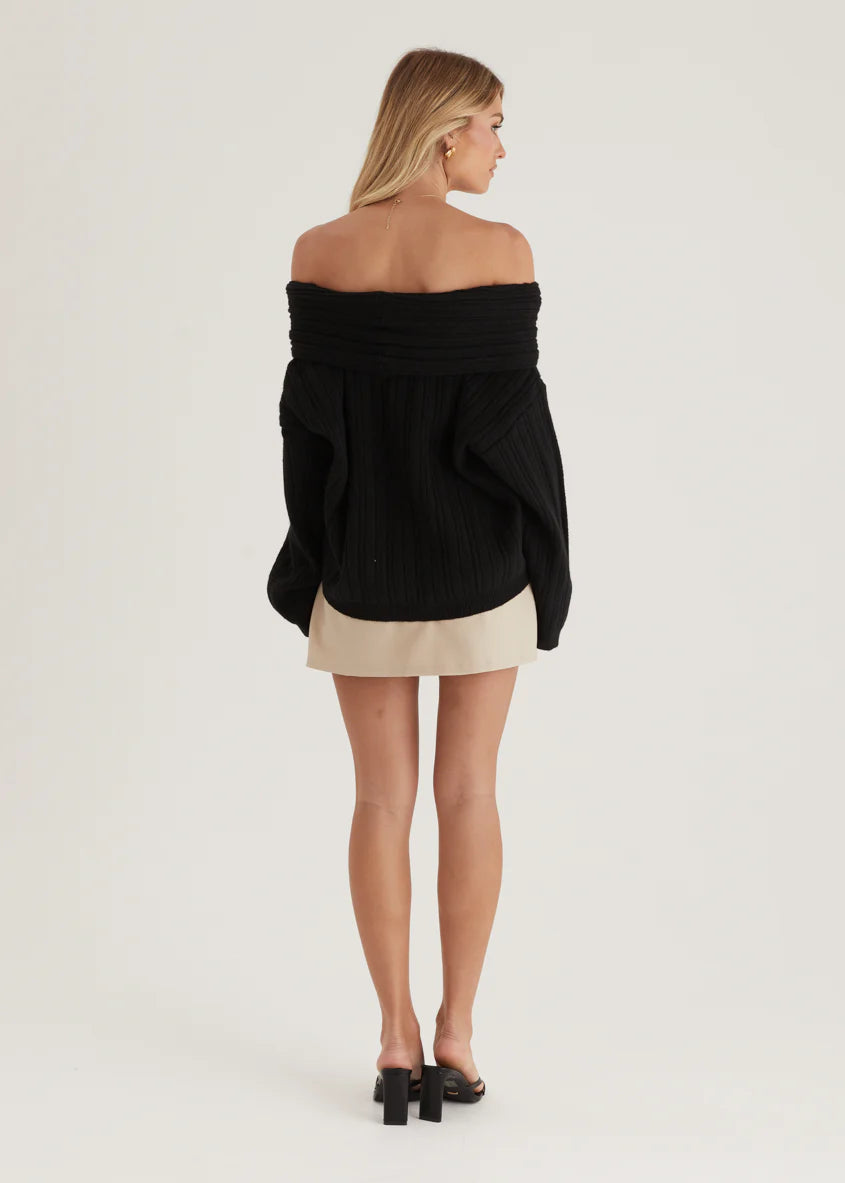 Shiloh Off Shoulder Sweater - Black