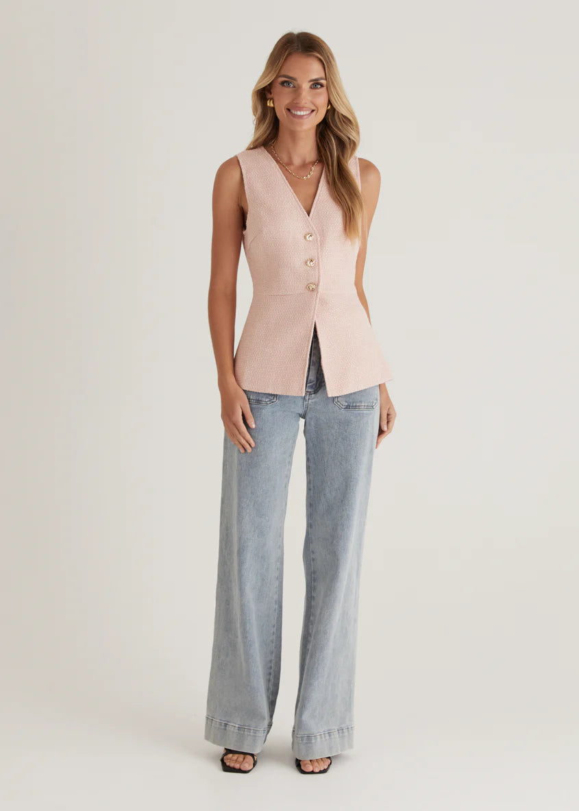 Sofia Vest Top - Pink Marl