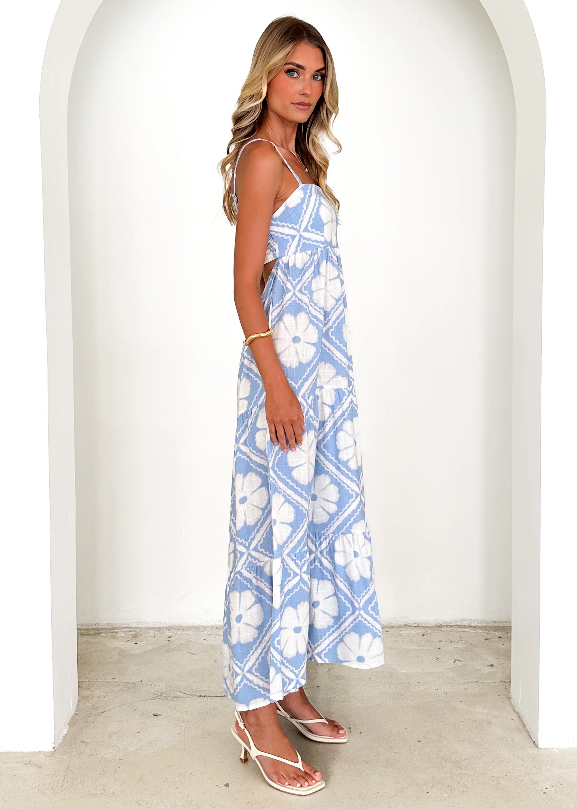 Noreen Maxi Dress - Blue Shibori