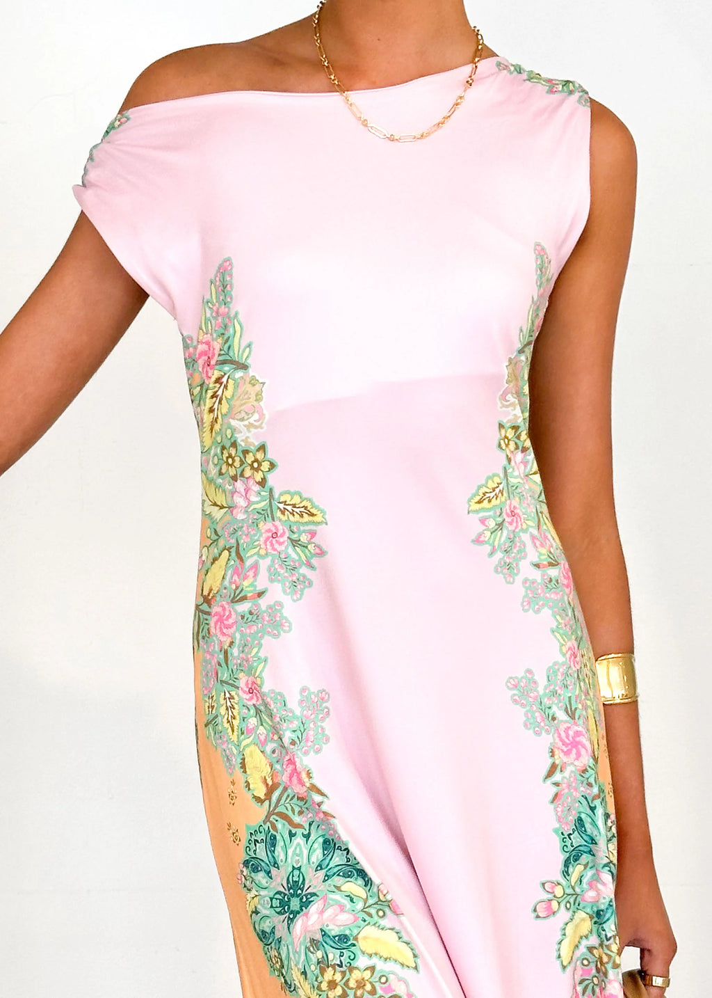 Blossom One Shoulder Maxi Dress - Pink Gia