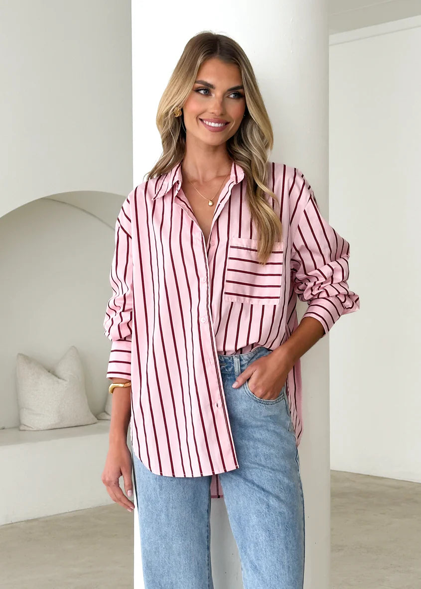 Poppy Shirt - Pink Stripe