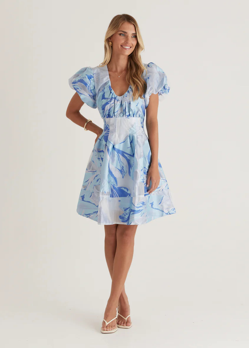 Dayna Dress - Sky Jacquard