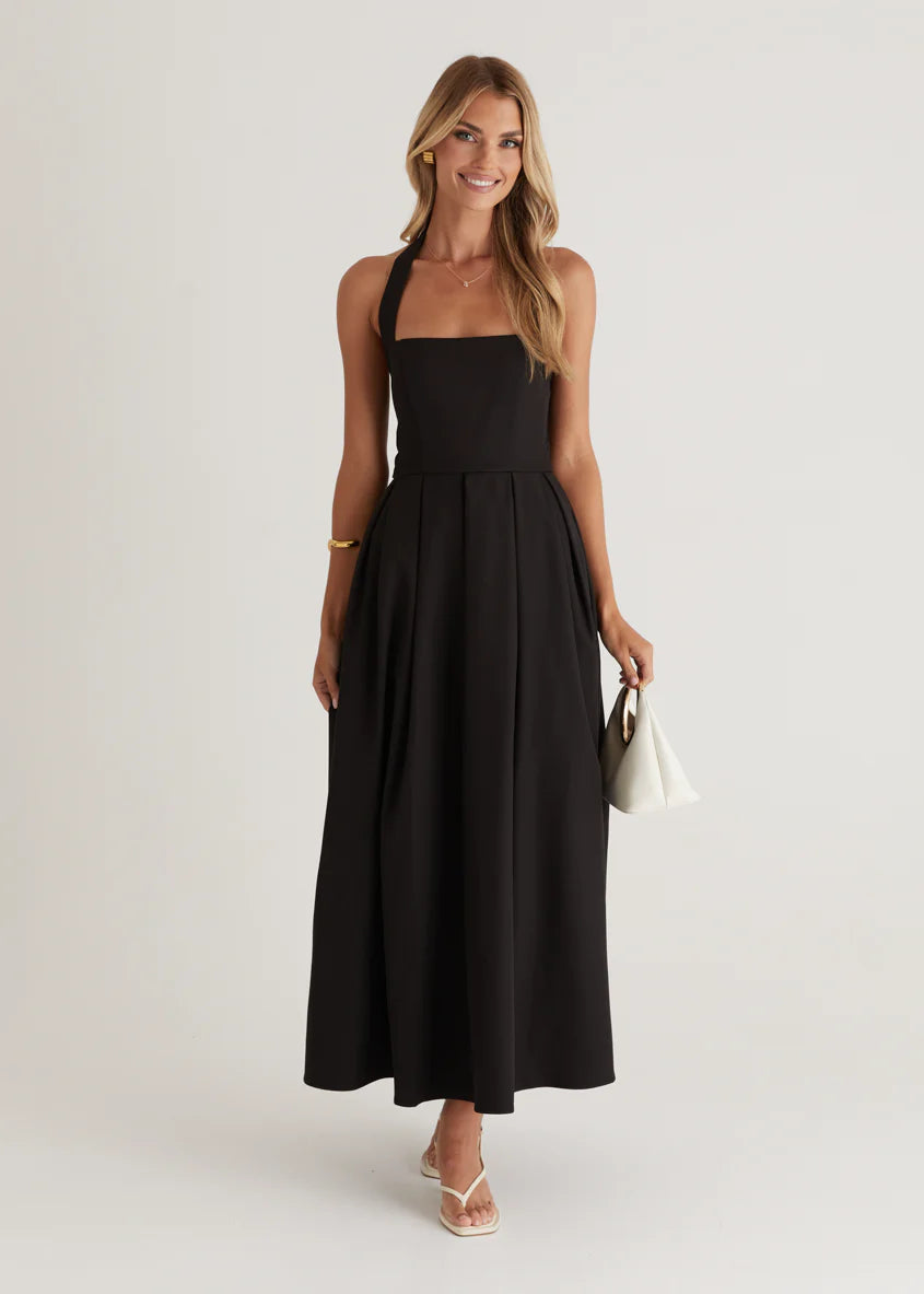 Leigh Halter Maxi Dress - Black