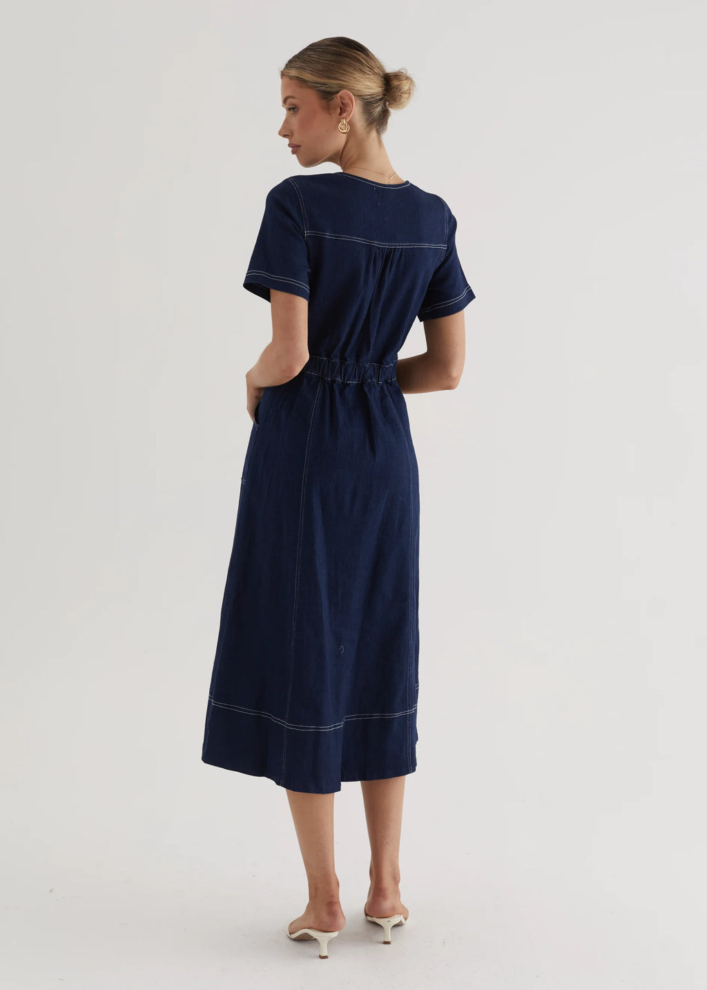 Petra Denim Midi Dress - Indigo