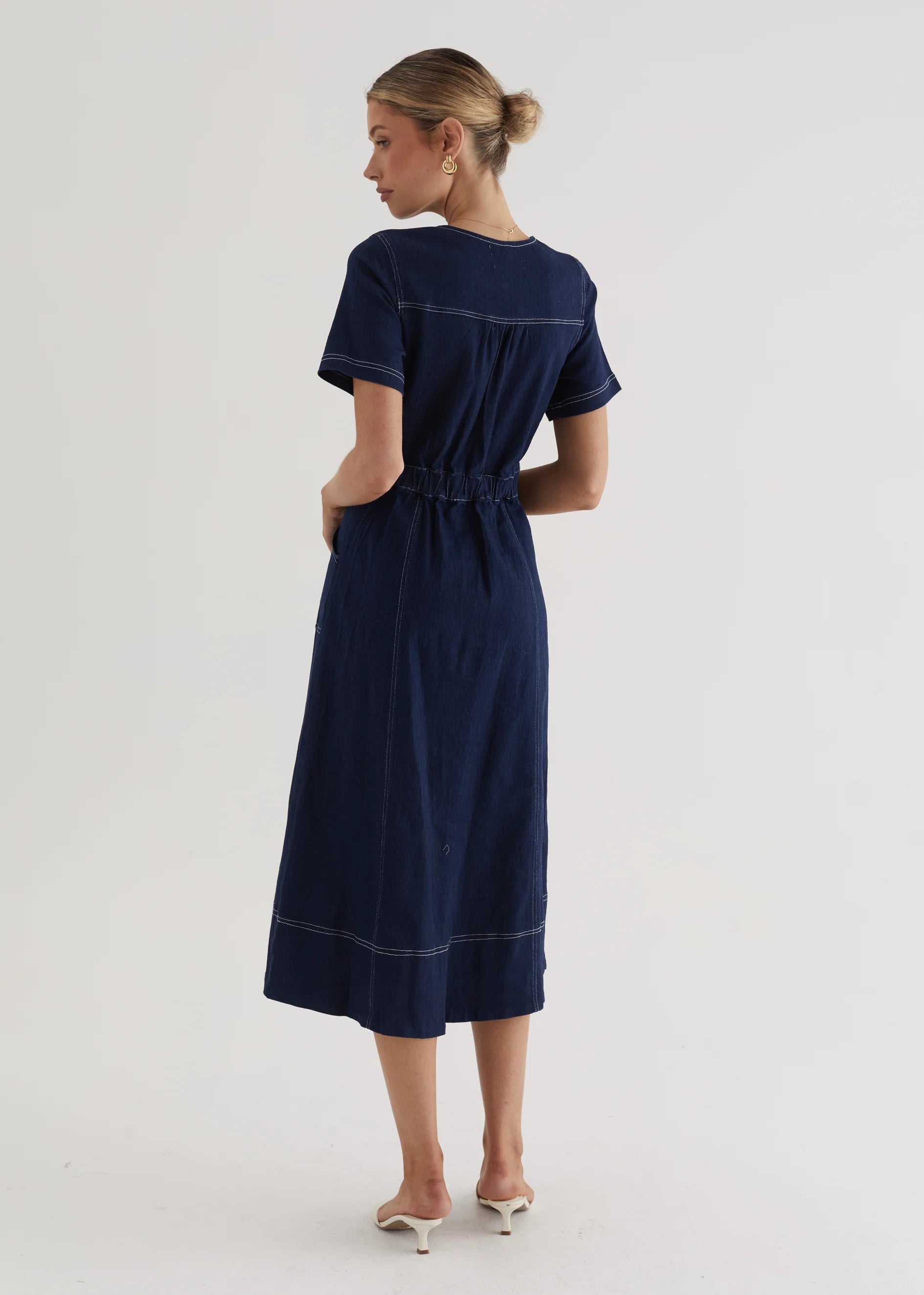 Petra Denim Midi Dress - Indigo