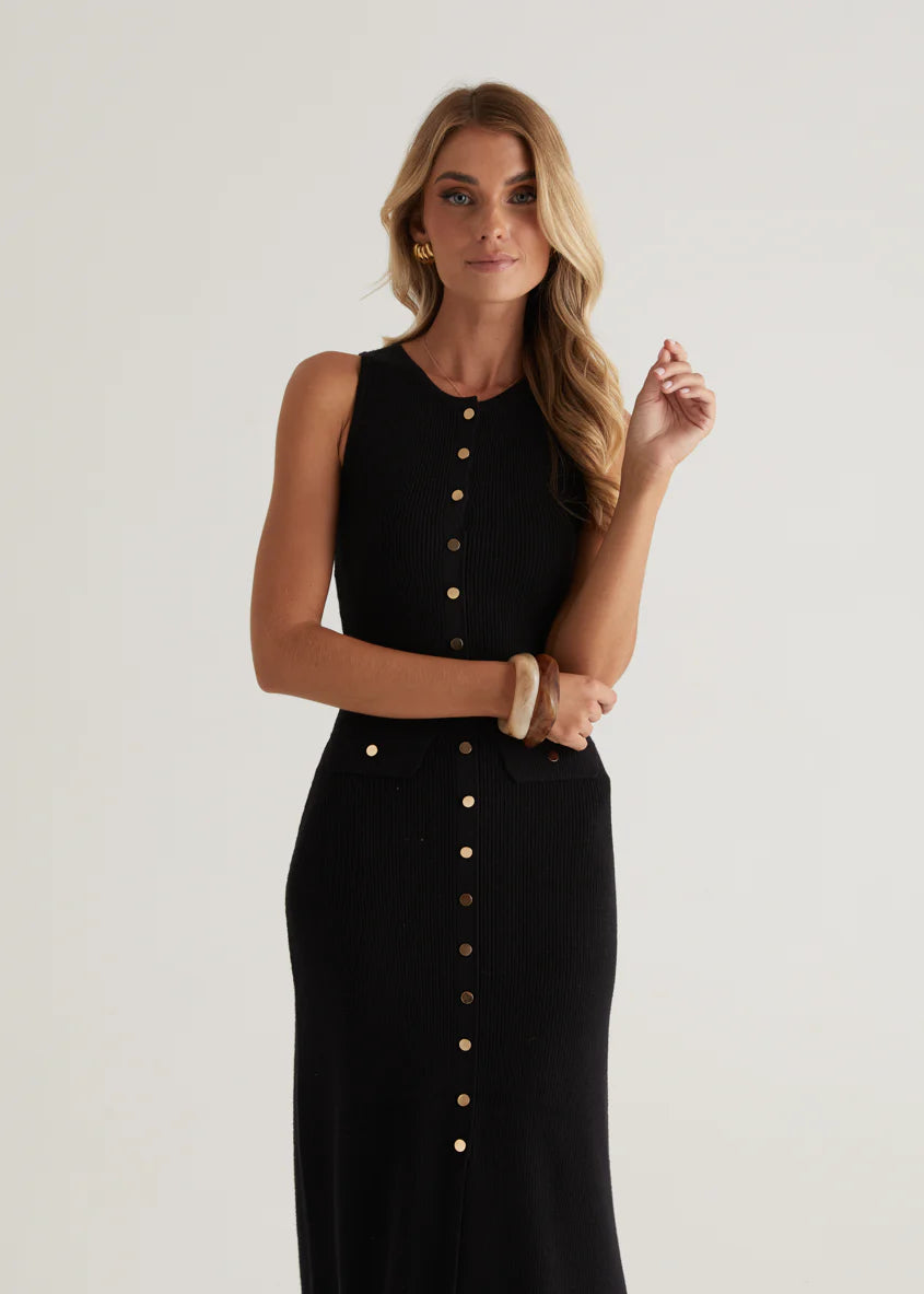 Tully Knit Midi Dress - Black