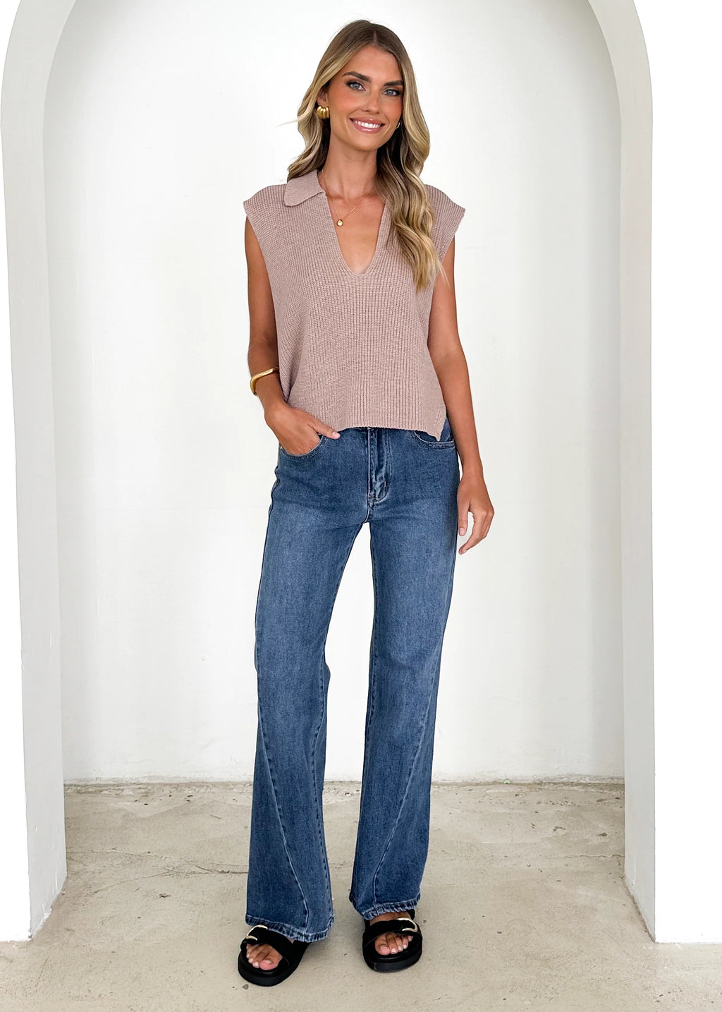 Laurine Knitted Vest - Beige