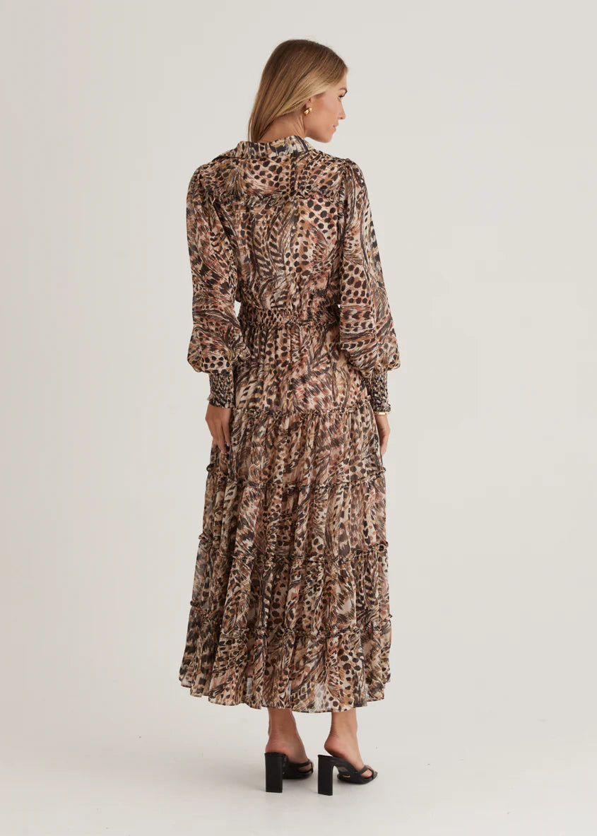 Brigette Maxi Dress - Peach Feather