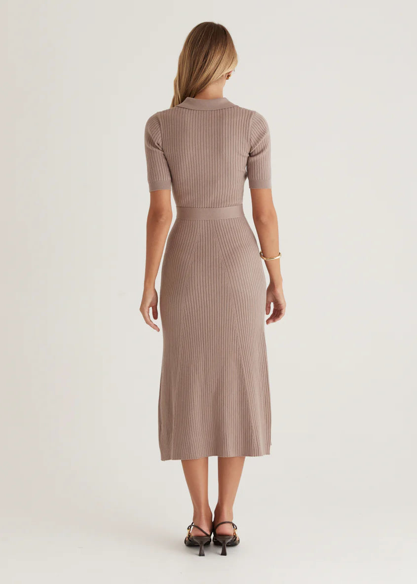 Siesta Knit Midi Dress - Mocha