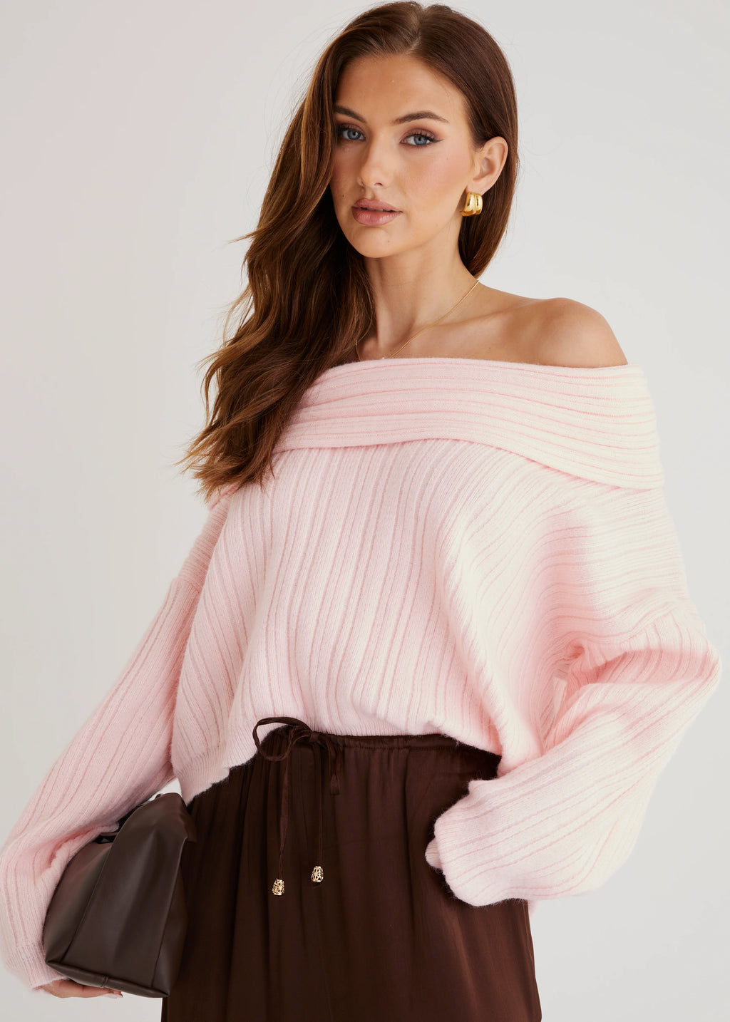 Shiloh Off Shoulder Sweater - Pink