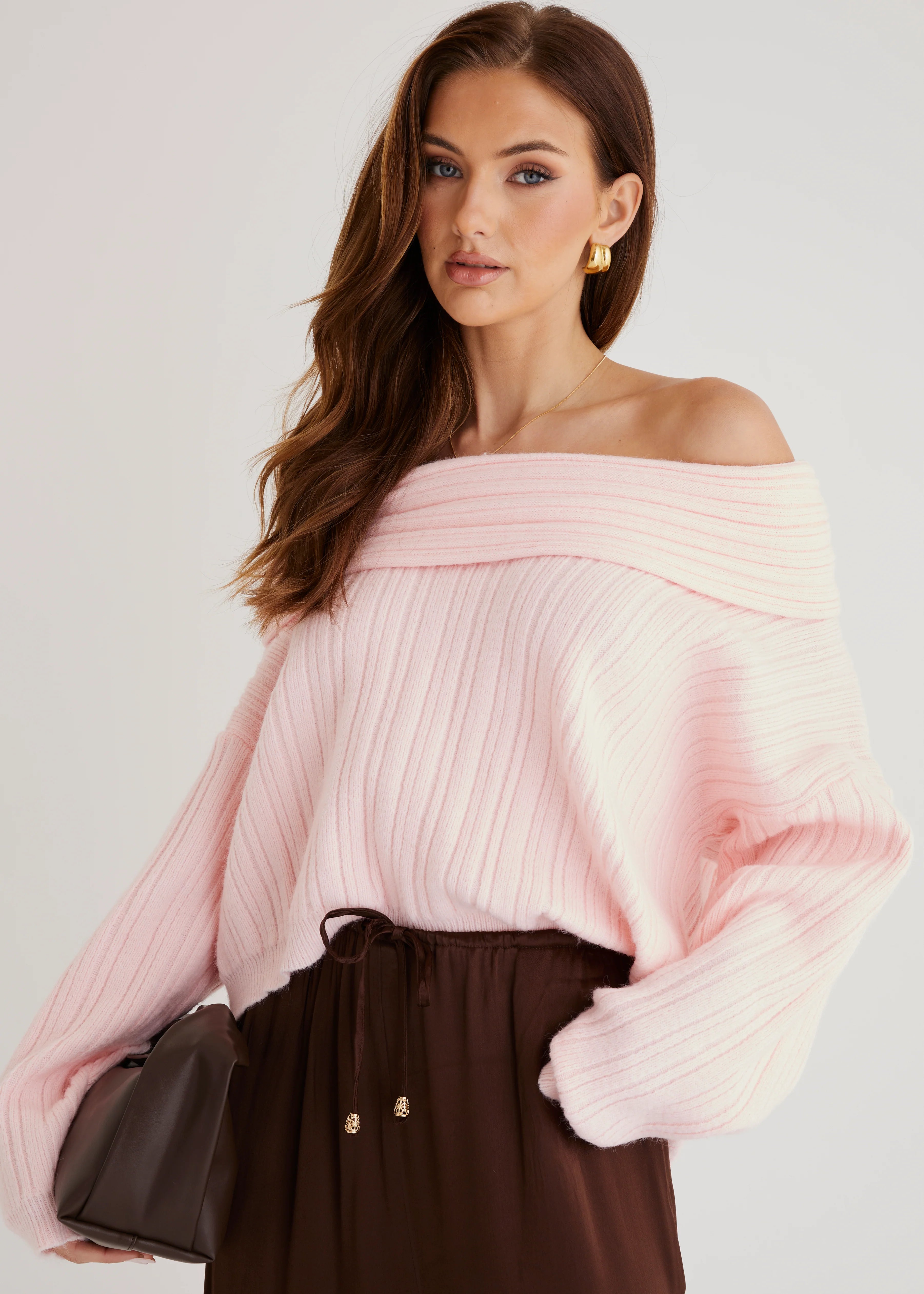Shiloh Off Shoulder Sweater - Pink