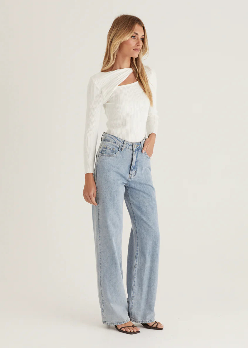 Fenla Twist Knit Top - Off White