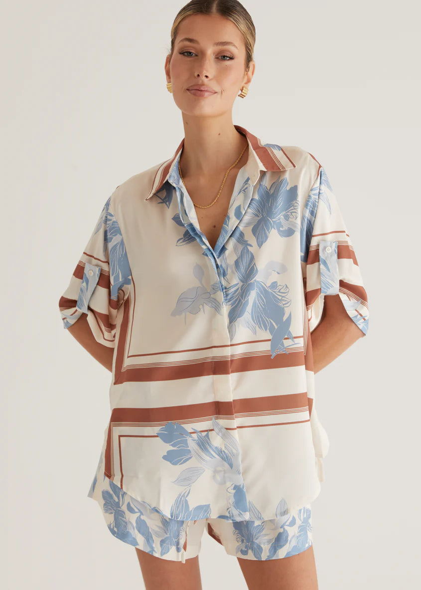 Kaycie Shirt - Blue Flowers