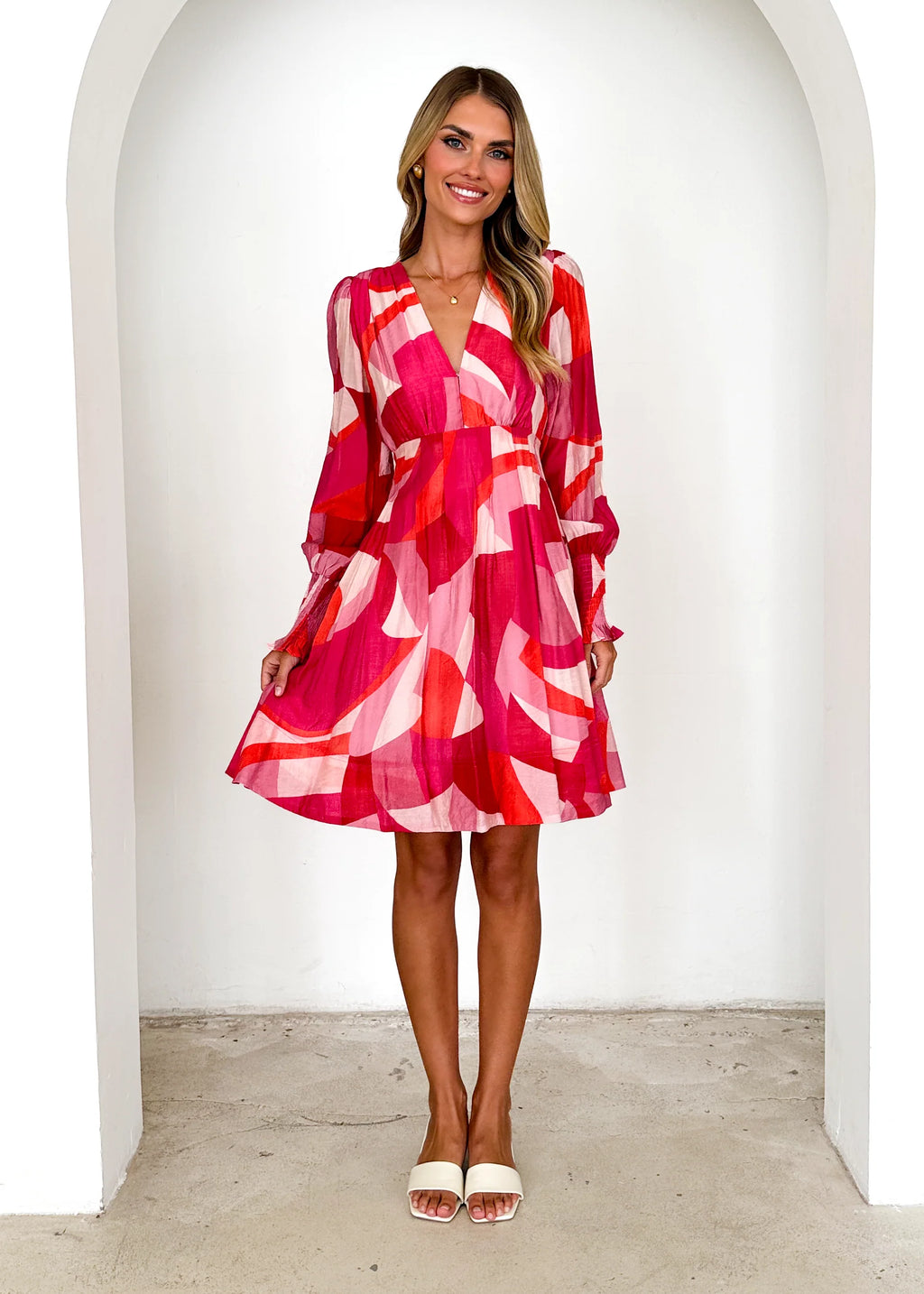 Kenzie Dress - Pink Geo