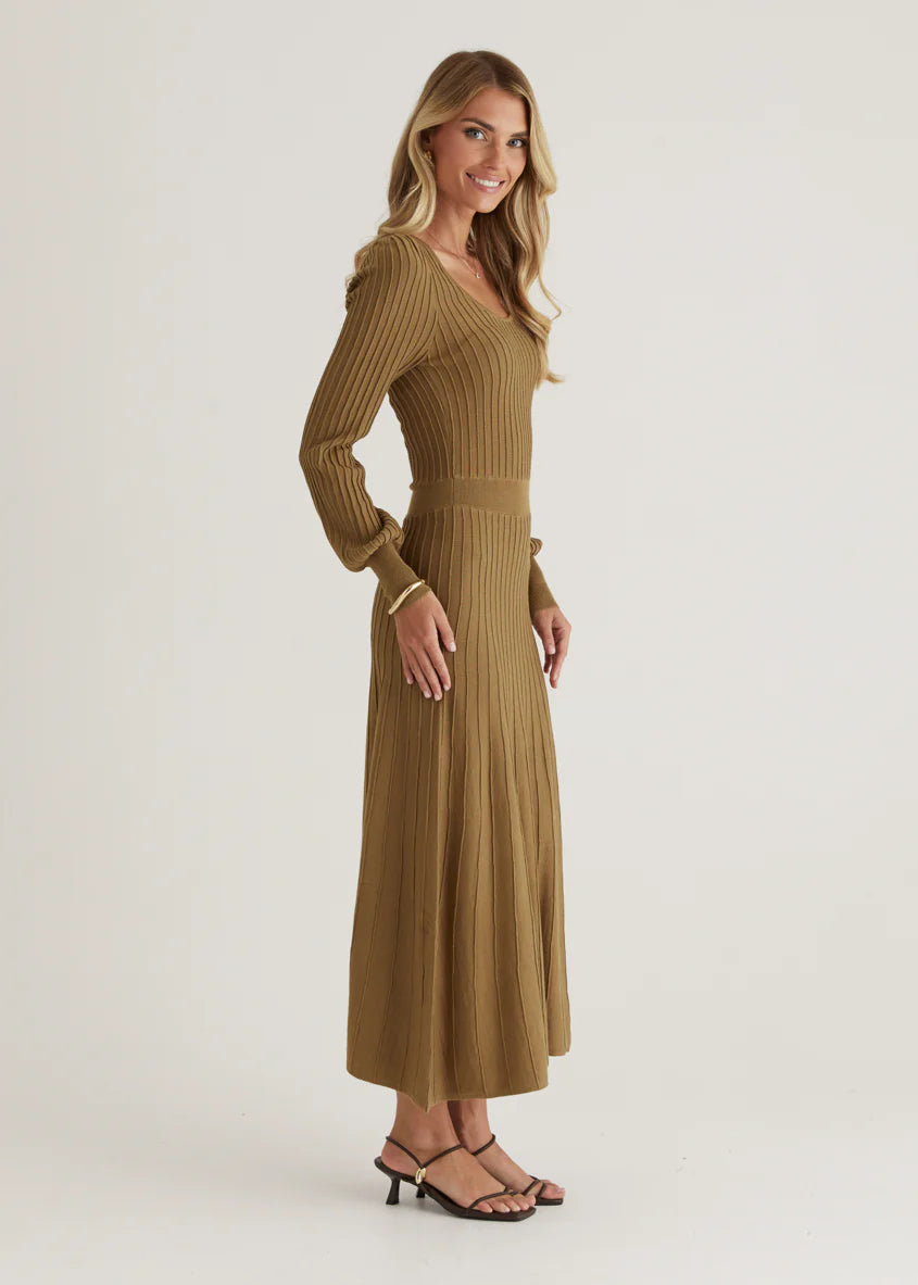 Orlah Knit Midi Dress - Moss Green