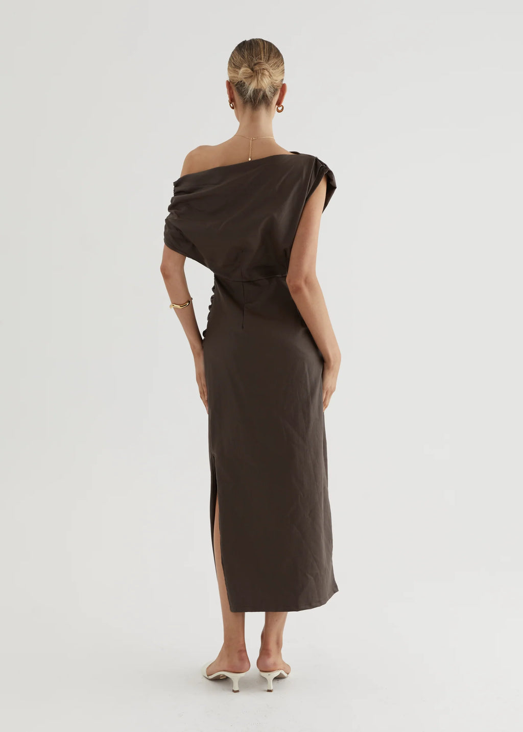 Estro Coated Midi Dress - Chocolate