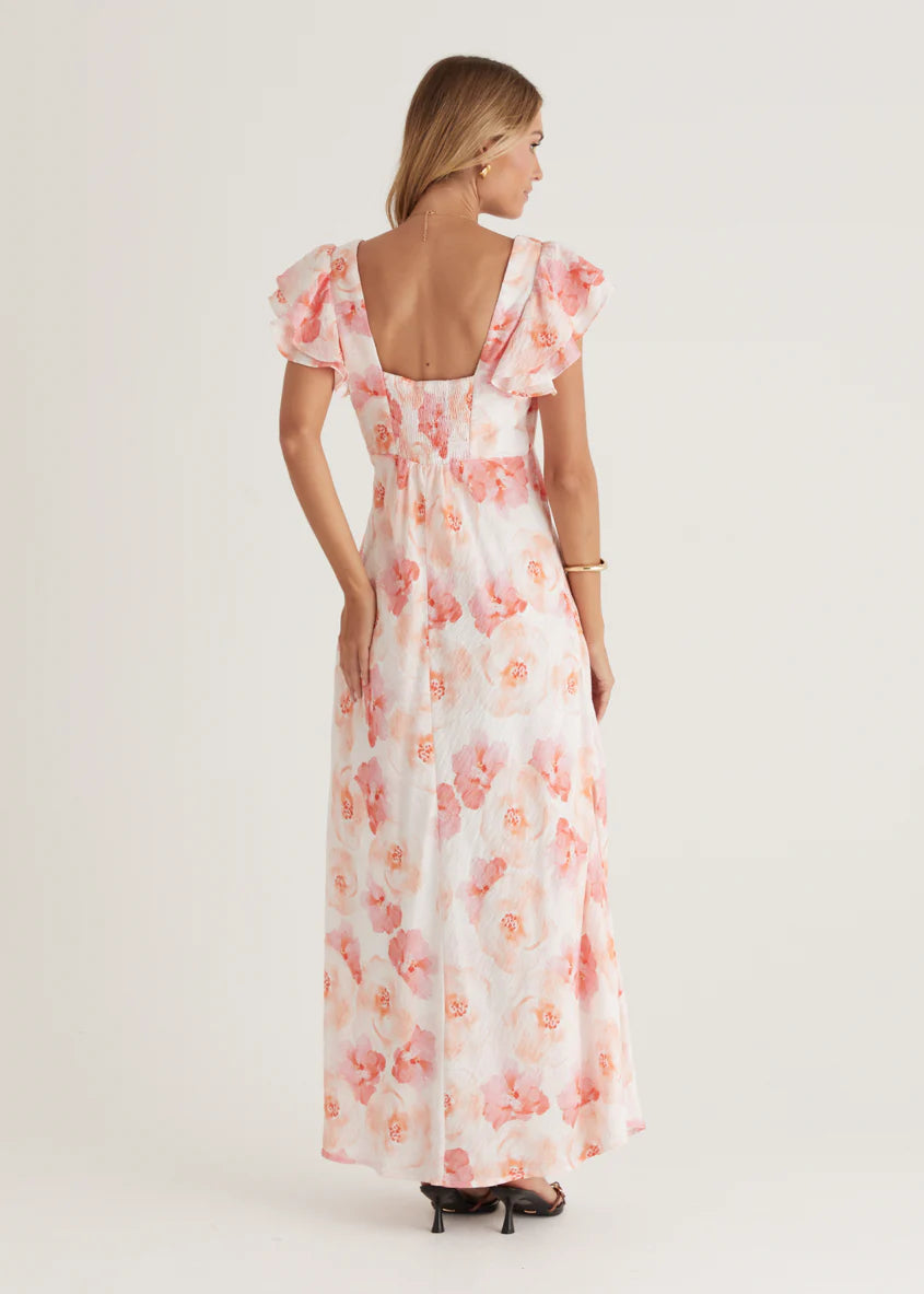 Xandra Maxi Dress - Peach Flowers
