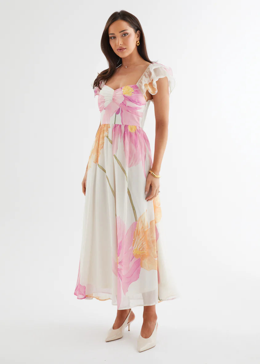 Nahla Maxi Dress - Pink Wildflower