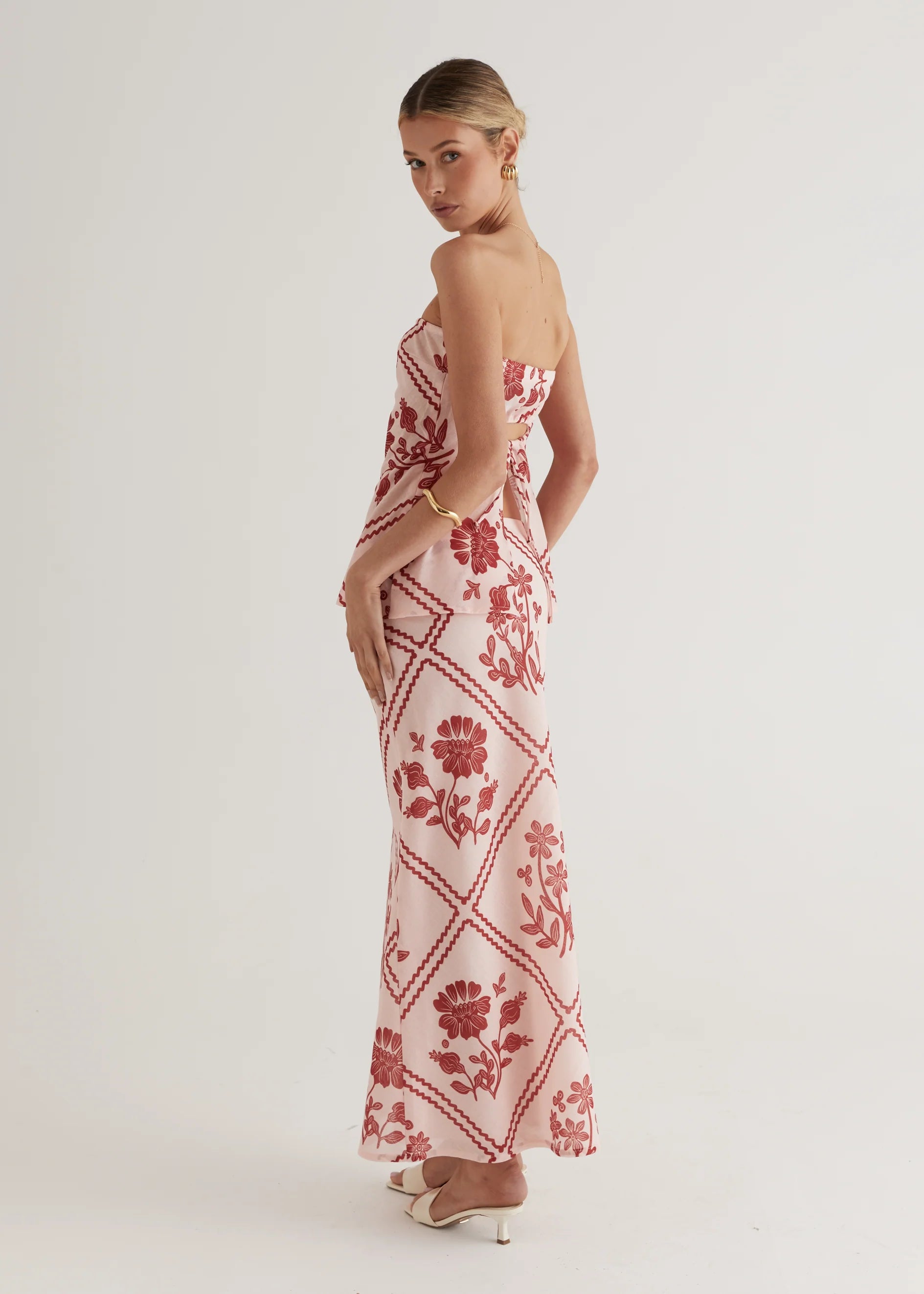 Madi Maxi Skirt - Red Floral
