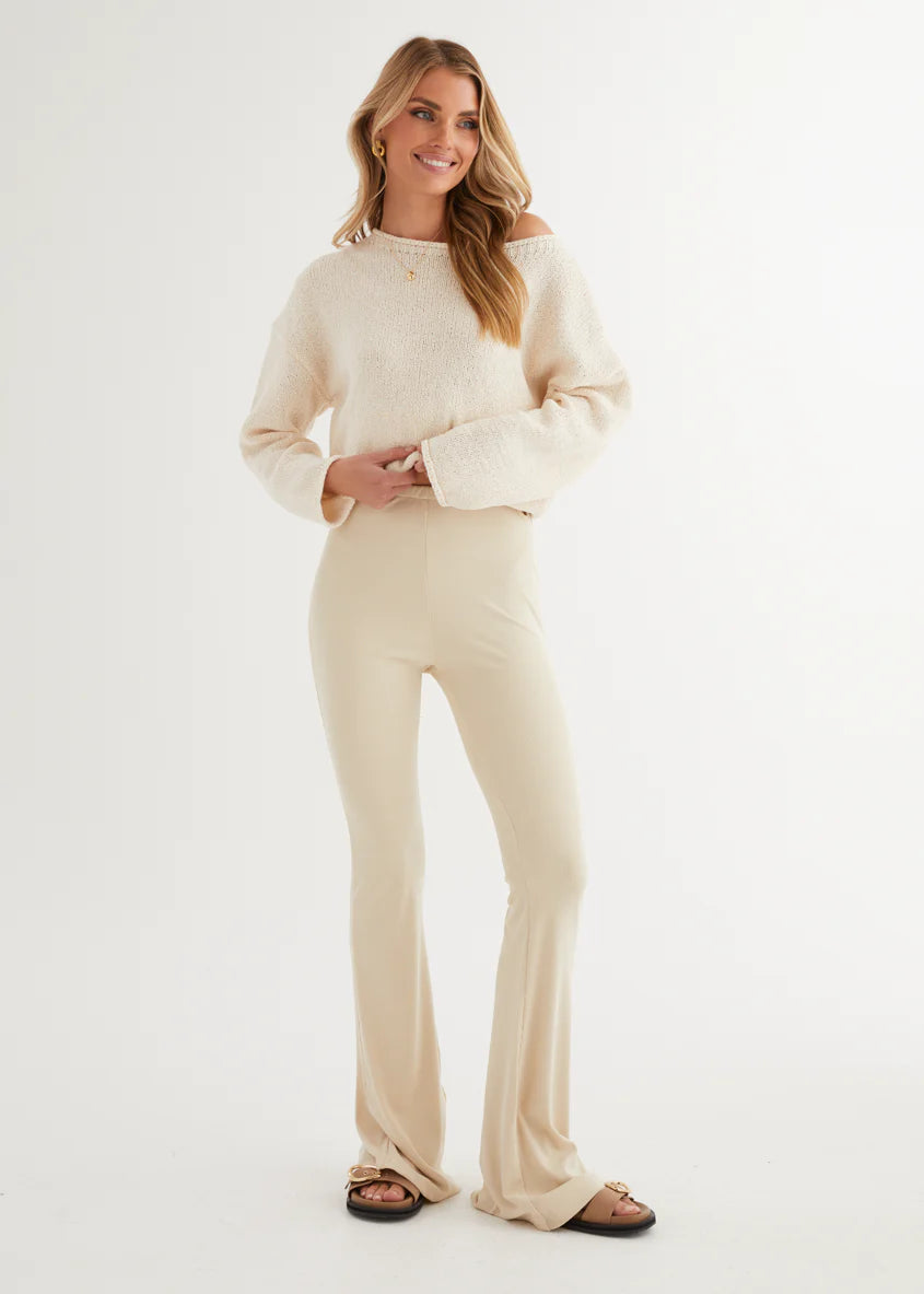 Nobody Knows Flare Pants - Beige