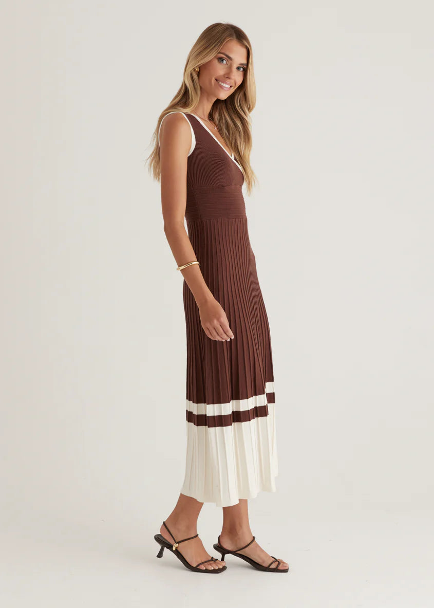 Radiate Knit Midi Dress - Chocolate