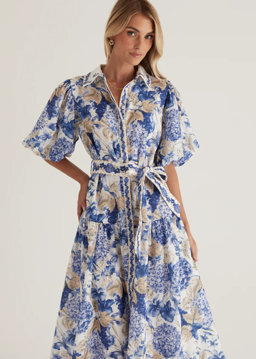 Ceres Midi Dress - White Hydrangea