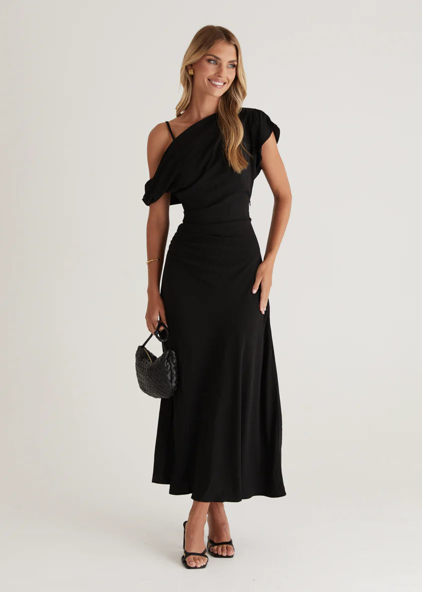 Evie Drop Shoulder Maxi Dress - Black