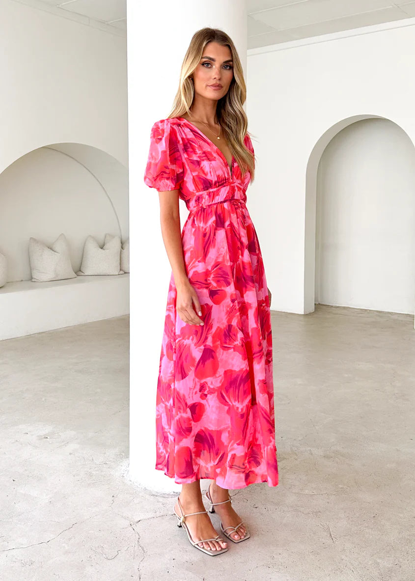 Wynne Maxi Dress - Magenta Floral