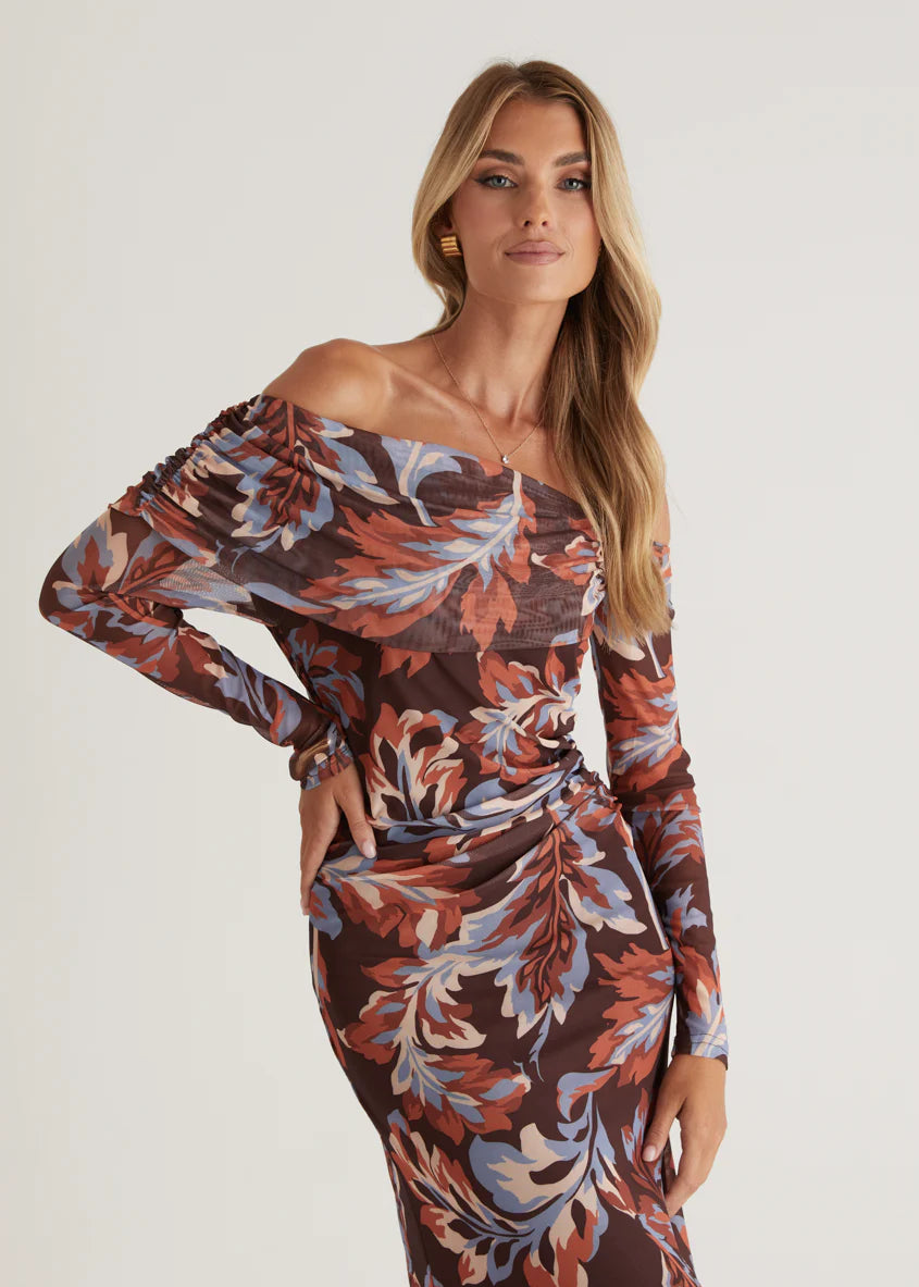 Nix Off Shoulder Maxi Dress - Autumn Leaf