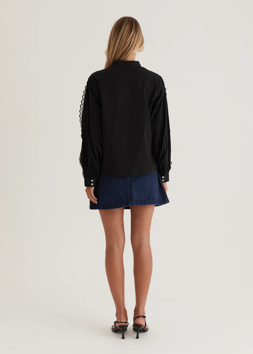 Betty Embroidered Shirt - Black